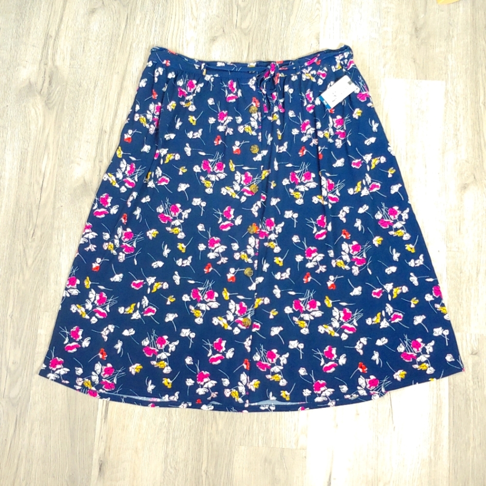 Terra & Sky blue midi skirt with pockets 14W